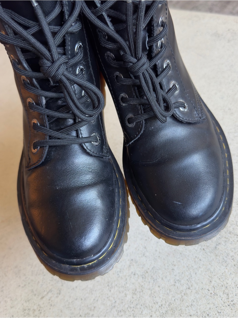Dr Martens Luana Air Wair Combat Boots Women 6 Black Leather Classic Doc AW004 - Picture 10 of 13